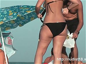 naked beach voyeur flick of super-hot playful nudists in water