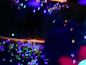 Behind the sequences on Abigail Mac's blacklight porn set